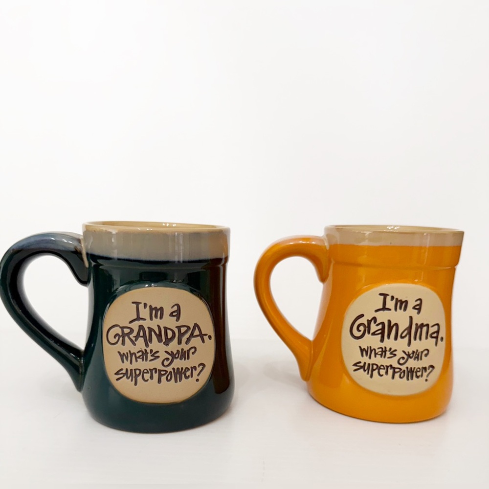 Joanne Sharpe Burton + Burton Grandma and Grandpa Superpower Mugs